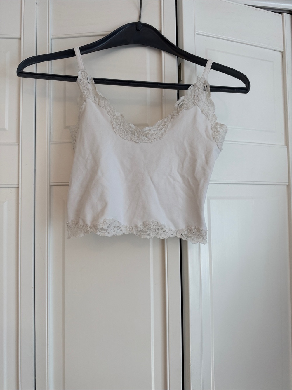 Vintage Only Hearts Lace-Trim Cropped Camisole - White